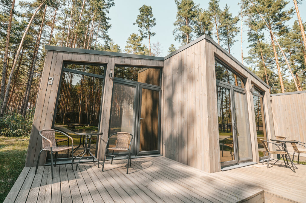 picture of a wooden building in the forest